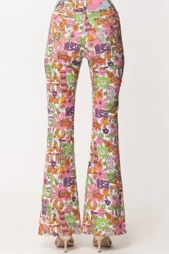 Chiara Ferragni Pantaloni a Zampa StampatiBIANCO OTTICO