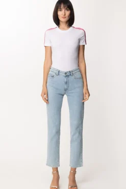 Chiara Ferragni T-shirt con Banda Logata a Contrastot-shirt with Contrasting Logo BandWHITE