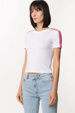 Chiara Ferragni T-shirt con Banda Logata a Contrastot-shirt with Contrasting Logo BandWHITE