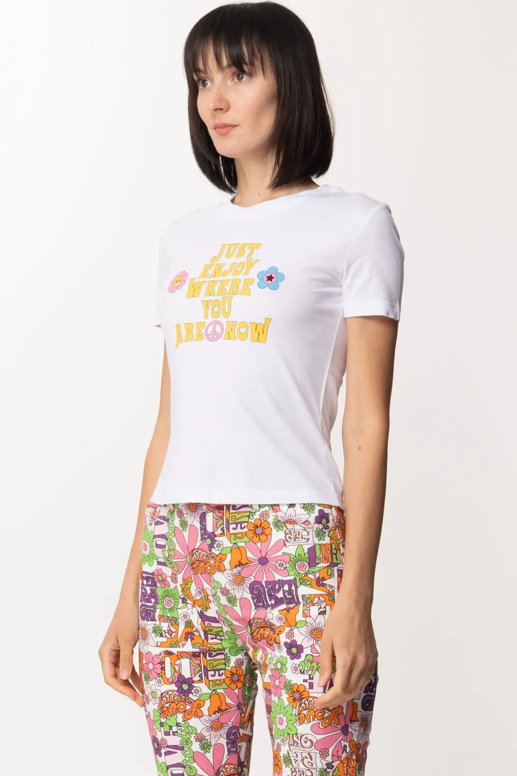 Chiara Ferragni T-shirt con Stampa Scritta HippieWHITE