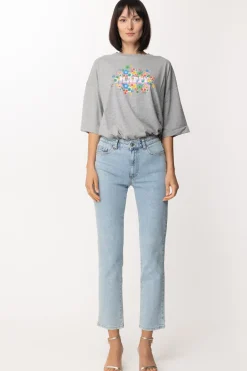 Chiara Ferragni T-shrit Oversize Stampa HappyGRIGIO MELANGE