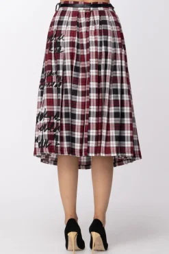 Dixie Gonna Longuette In Tartan PlissettataROSSO / NERO