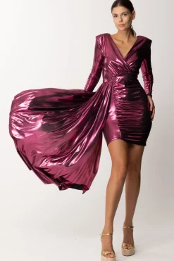 Dramèe Abito Laminato con Drappo LateraleMAGENTA