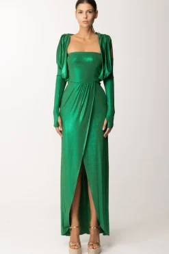 Dramèe Abito Lungo con Manicotti e Inserti DrappeggiatiFORESTA