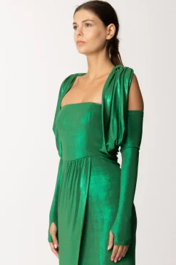 Dramèe Abito Lungo con Manicotti e Inserti DrappeggiatiFORESTA