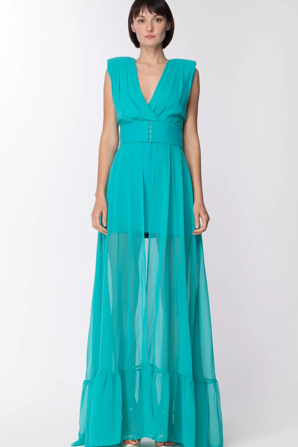 Dramèe Abito Lungo con Maxi SpaccoMENTA