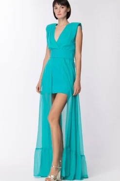 Dramèe Abito Lungo con Maxi SpaccoMENTA