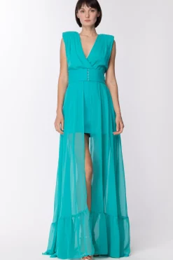 Dramèe Abito Lungo con Maxi SpaccoMENTA