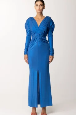 Dramèe Abito Lungo con Scollatura a PiegheBLU