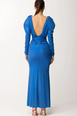 Dramèe Abito Lungo con Scollatura a PiegheBLU