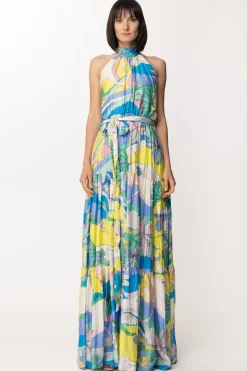 Dramèe Abito Lungo con Stampa Iris e CinturaSTAMPA IRIS