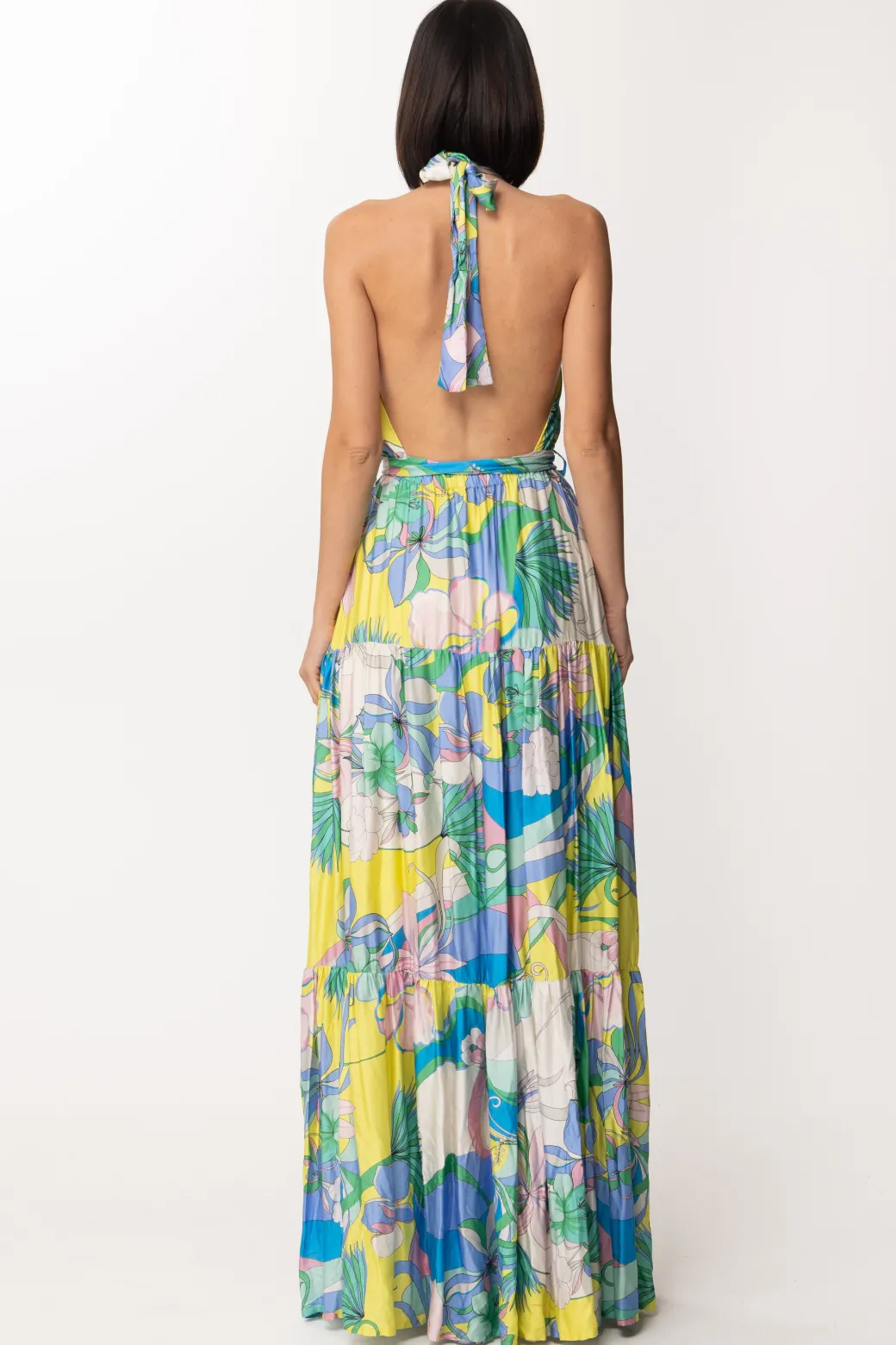 Dramèe Abito Lungo con Stampa Iris e CinturaSTAMPA IRIS