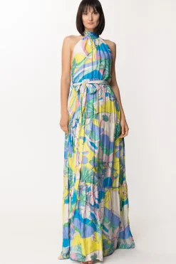 Dramèe Abito Lungo con Stampa Iris e CinturaSTAMPA IRIS