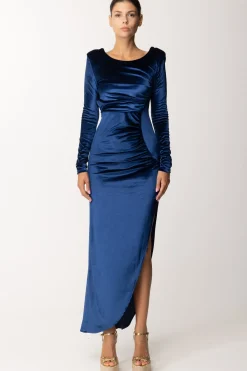 Dramèe Abito Lungo Laminato con FusciaccaBLU