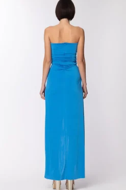 Dramèe Abito Lungo Wrap con Scollo DrittoTURCHESE