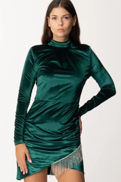 Dramèe Abito Mini In Velluto con Frange In StrassBOSCO