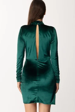 Dramèe Abito Mini In Velluto con Frange In StrassBOSCO