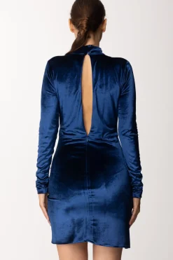 Dramèe Abito Mini In Velluto con Frange In StrassBLU