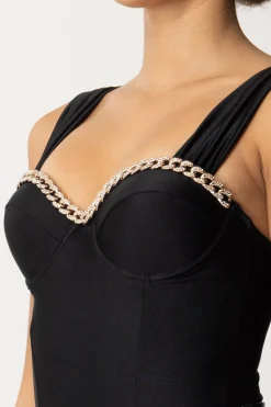 Dramèe Body con Catena In StrassNERO