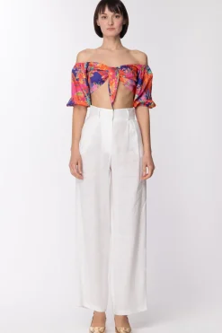 Dramèe Crop Top con Fiocco e Stampa TropicalSTAMPA TROPICAL