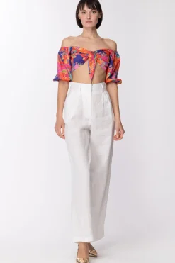 Dramèe Crop Top con Fiocco e Stampa TropicalSTAMPA TROPICAL