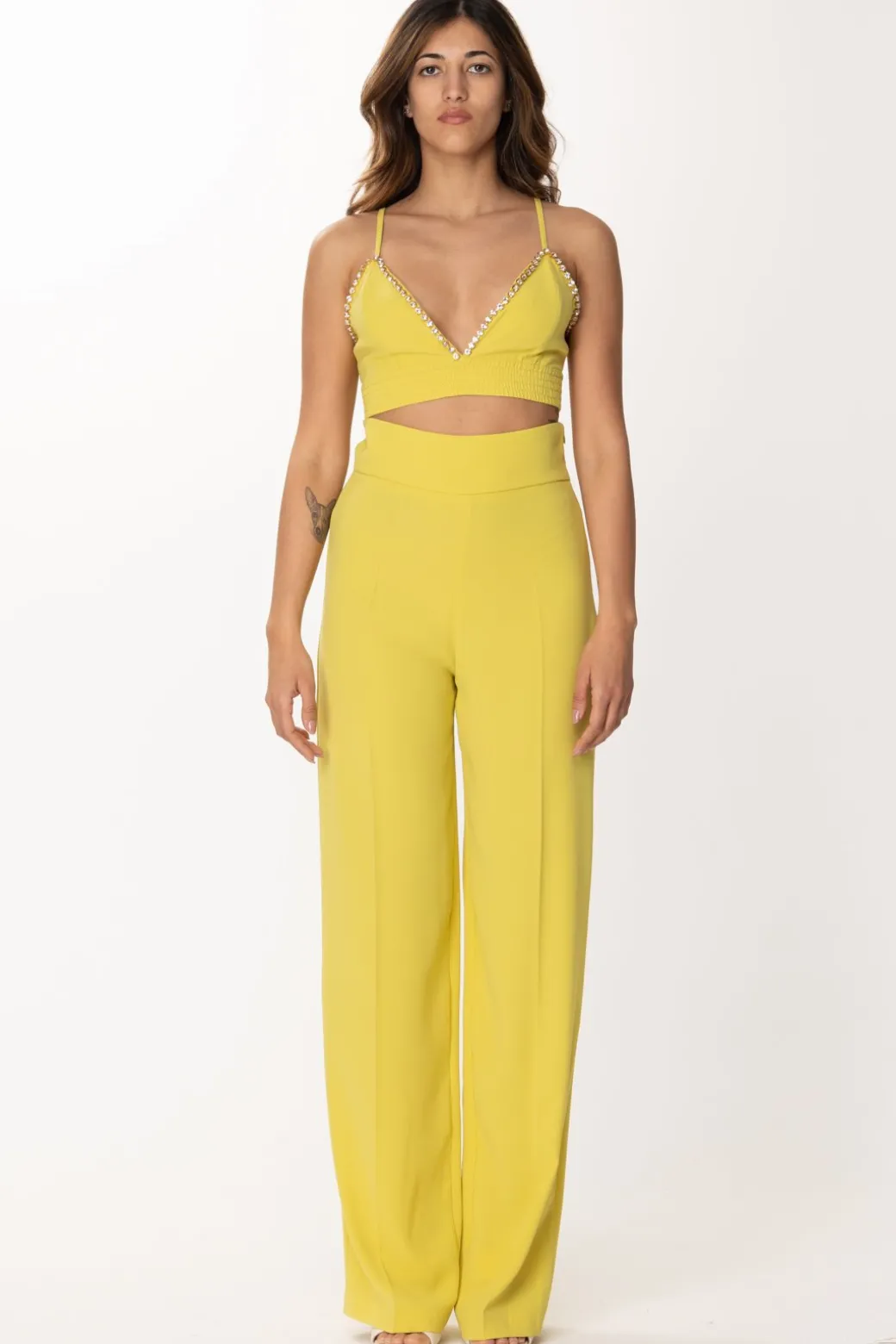 Dramèe Crop Top con StrassGIALLO
