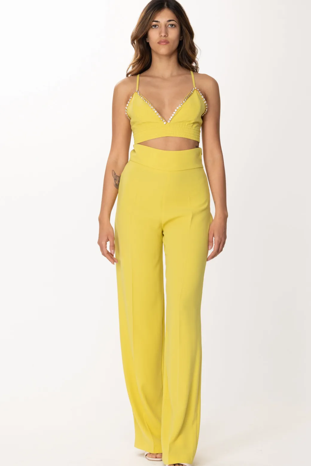 Dramèe Crop Top con StrassGIALLO