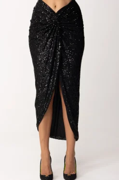 Dramèe Gonna Midi con Nodo Full PaillettesNERO