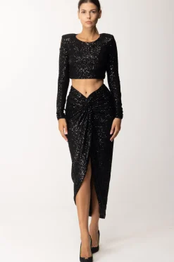 Dramèe Gonna Midi con Nodo Full PaillettesNERO