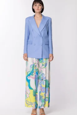 Dramèe Pantaloni Palazzo con Stampa IrisSTAMPA IRIS