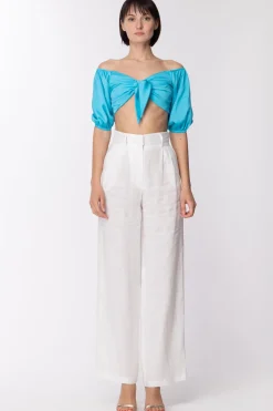 Dramèe Top con Nodo e ArricciatureTURCHESE