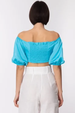 Dramèe Top con Nodo e ArricciatureTURCHESE