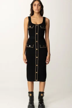 Elisabetta Franchi Abito Midi con CatenaNERO