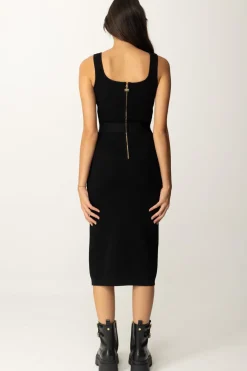 Elisabetta Franchi Abito Midi con CatenaNERO