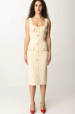 Elisabetta Franchi Abito Midi con CatenaCREMA