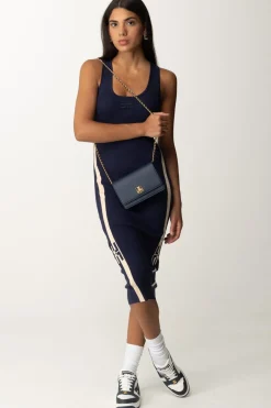Elisabetta Franchi Abito Midi In Viscosa con Bande LogoNAVY/CREMA