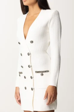 Elisabetta Franchi Abito In Maglia Doppiopetto con RicamoAVORIO