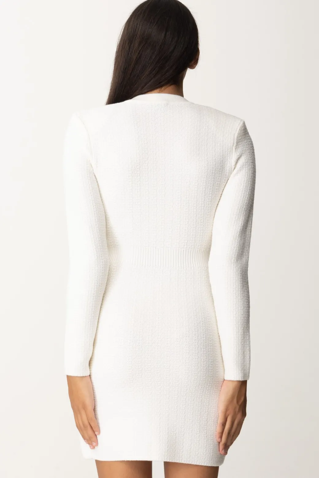 Elisabetta Franchi Abito In Maglia Doppiopetto con RicamoAVORIO