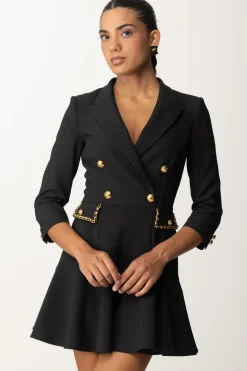 Elisabetta Franchi Abito Robe Manteau con Catena GroumetteNERO