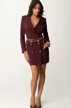 Elisabetta Franchi Abito Robe Manteau con CinturaROUGE NOIR