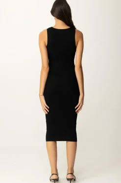 Elisabetta Franchi Abito Midi In Viscosa con Bande LogoNERO/BURRO