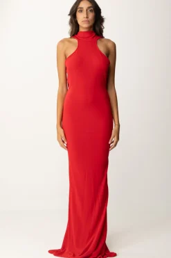 Elisabetta Franchi Abito Red Carpet con Collana e Scollo Sul RetroRED PASSION