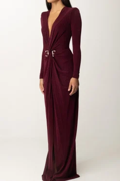 Elisabetta Franchi Abito Red Carpet In Lurex con Nodo CentraleROUGE NOIR