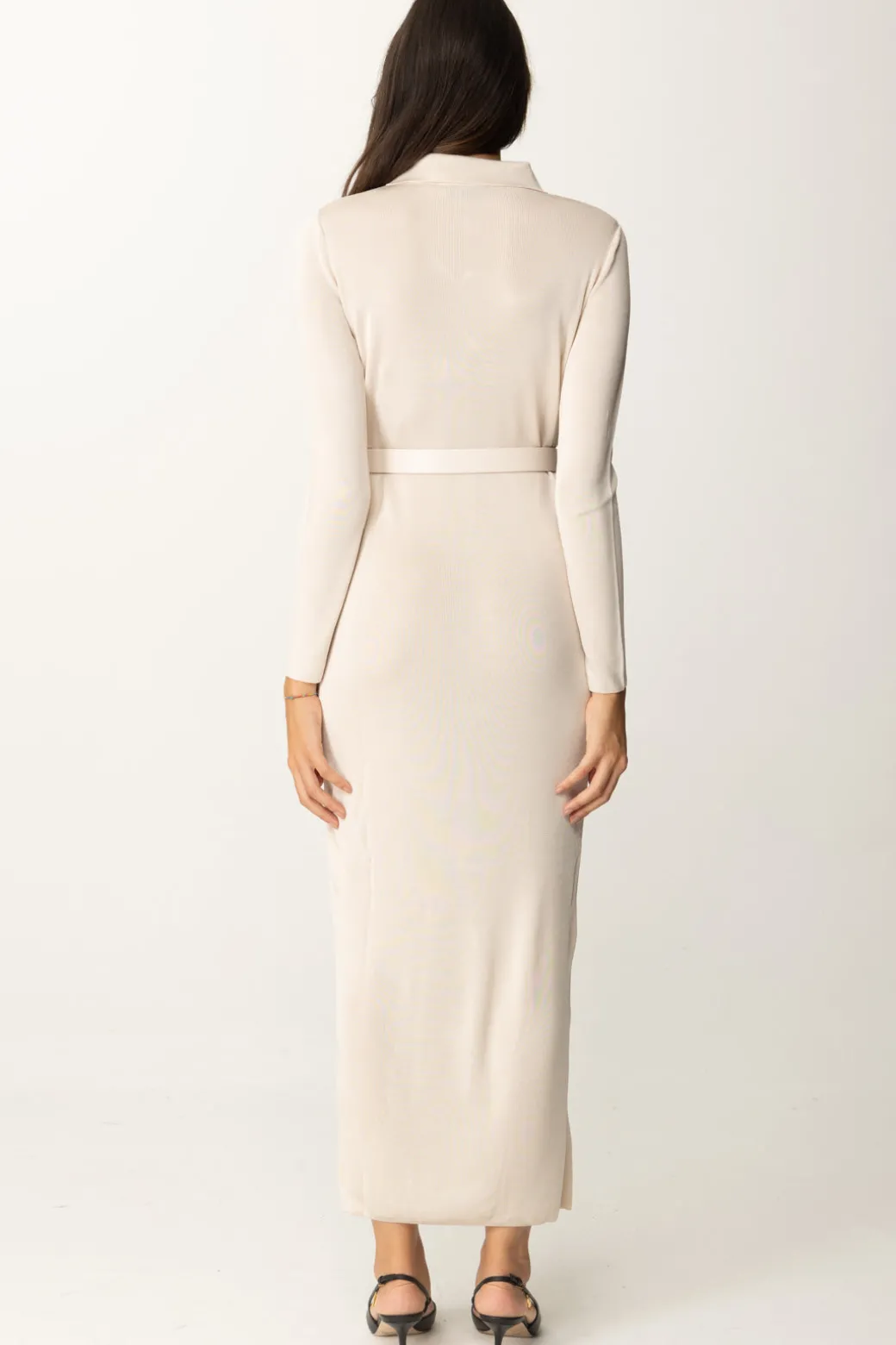 Elisabetta Franchi Abito Lungo In Maglia con CinturaLATTICE