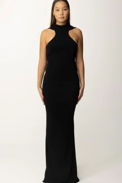 Elisabetta Franchi Abito Red Carpet con Collana e Scollo Sul RetroNERO