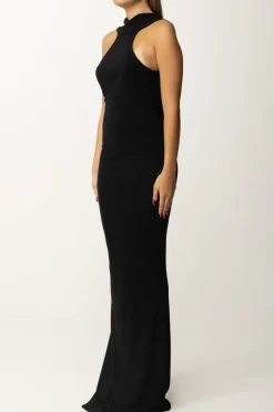 Elisabetta Franchi Abito Red Carpet con Collana e Scollo Sul RetroNERO