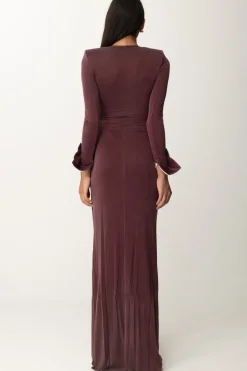 Elisabetta Franchi Abito Red Carpet con Fusciacca a FioccoROUGE NOIR/BURRO