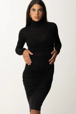 Elisabetta Franchi Abito Midi In Jersey e LanaNERO