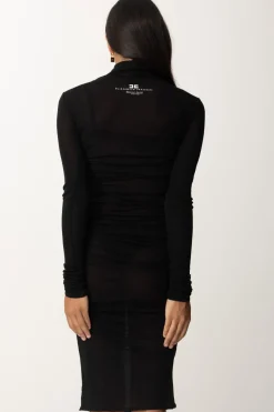 Elisabetta Franchi Abito Midi In Jersey e LanaNERO