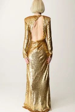 Elisabetta Franchi Abito Red Carpet con Paillettes e Cut-outGOLD
